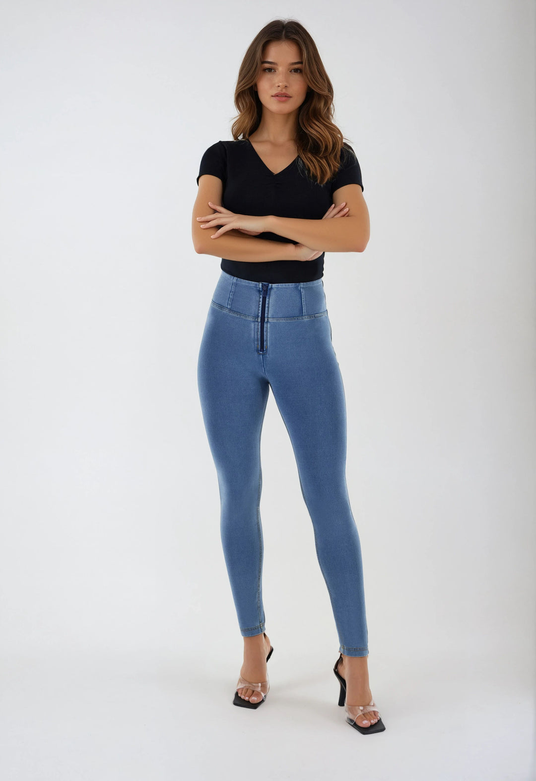 (WRUP2HC002ORG-J4Y) Denim look WR.UP® met Hoge Taille en Ritssluiting