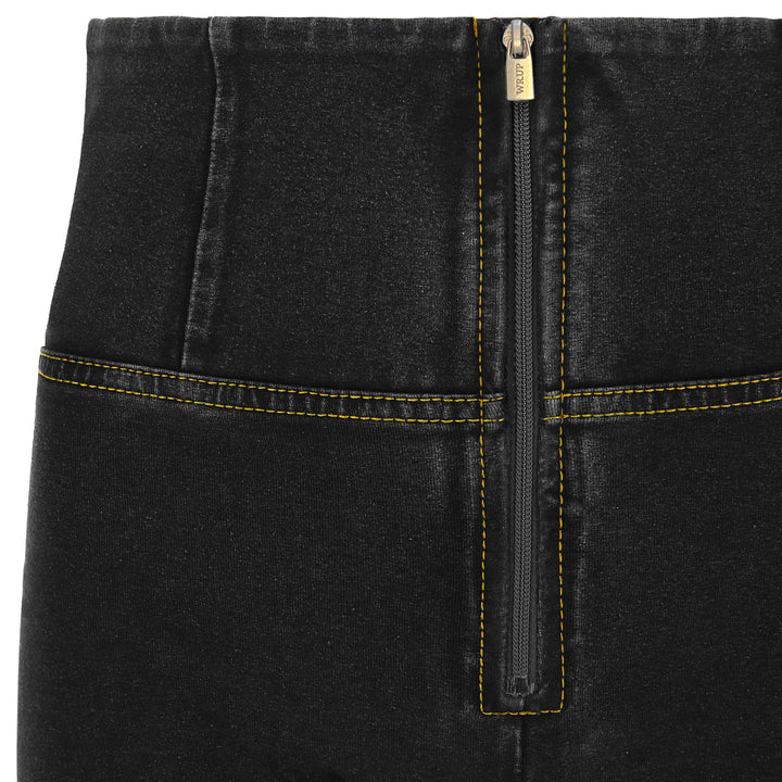 WRUP2HC002ORG-J7Y Zwarte WR.UP® met Hoge Taille en Zip in Denim Look