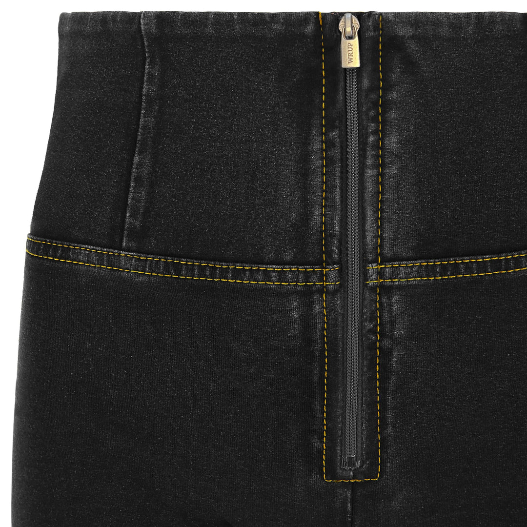 WRUP2HC002ORG-J7Y Zwarte WR.UP® met Hoge Taille en Zip in Denim Look