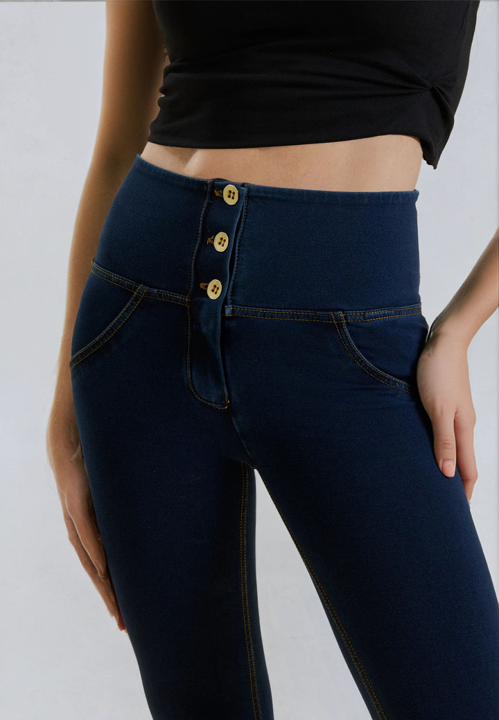 (WRUP2BHC002ORG-J0Y) Denim Look WR.UP® met Hoge Taille en Knoopsluiting