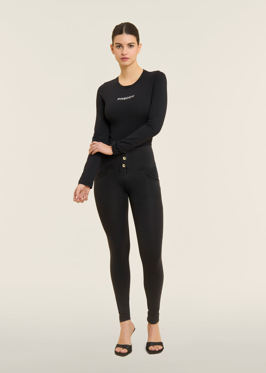 Denim Look WR.UP® met Hoge Taille en Knoopsluiting