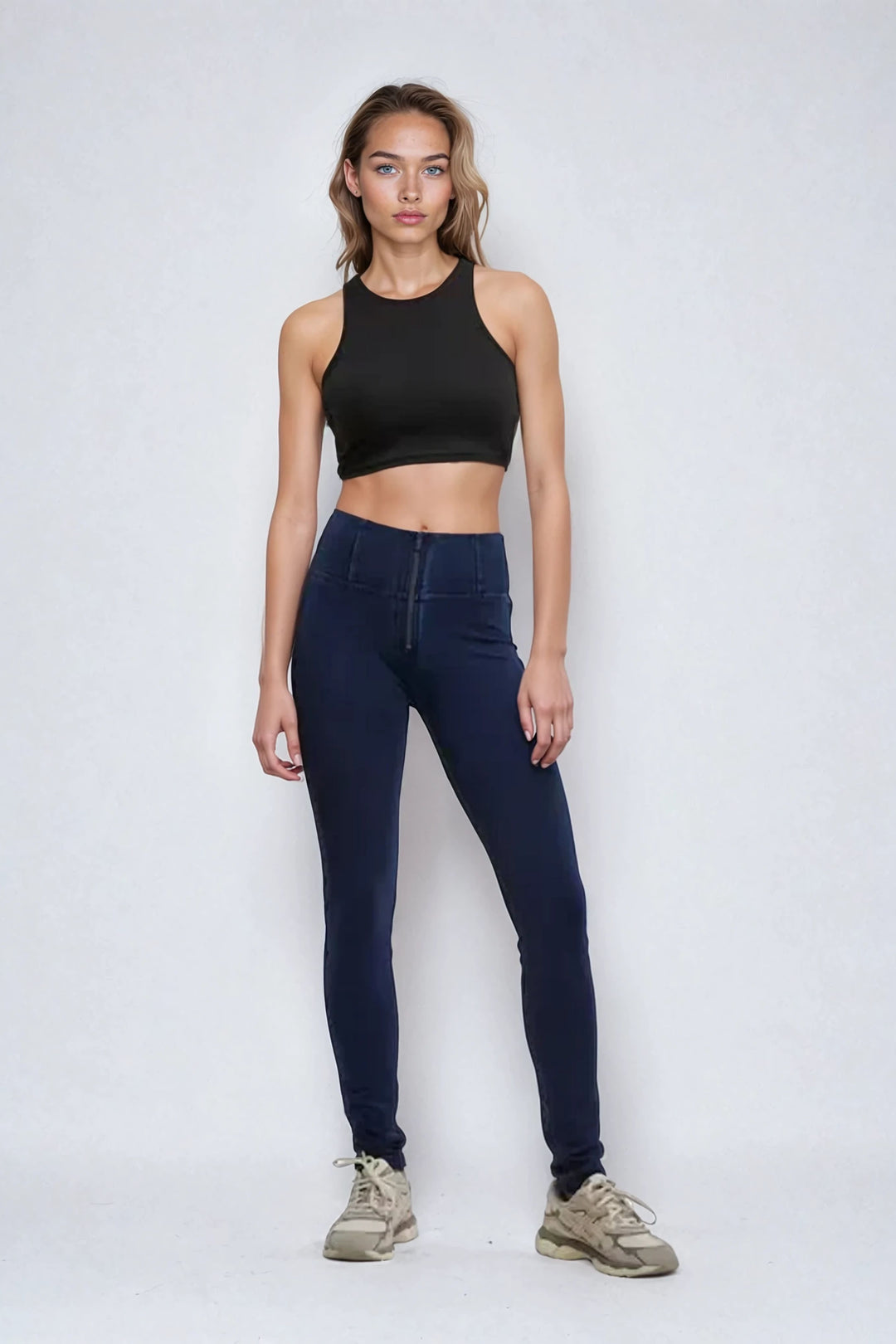 WRUP2HC002ORG-J0B Blauwe WR.UP® met Hoge Taille en Zip in Denim Look