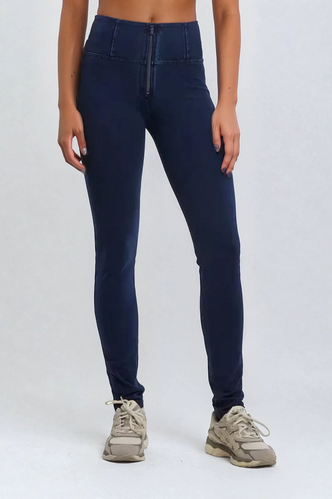 WRUP2HC002ORG-J0B Blauwe WR.UP® met Hoge Taille en Zip in Denim Look