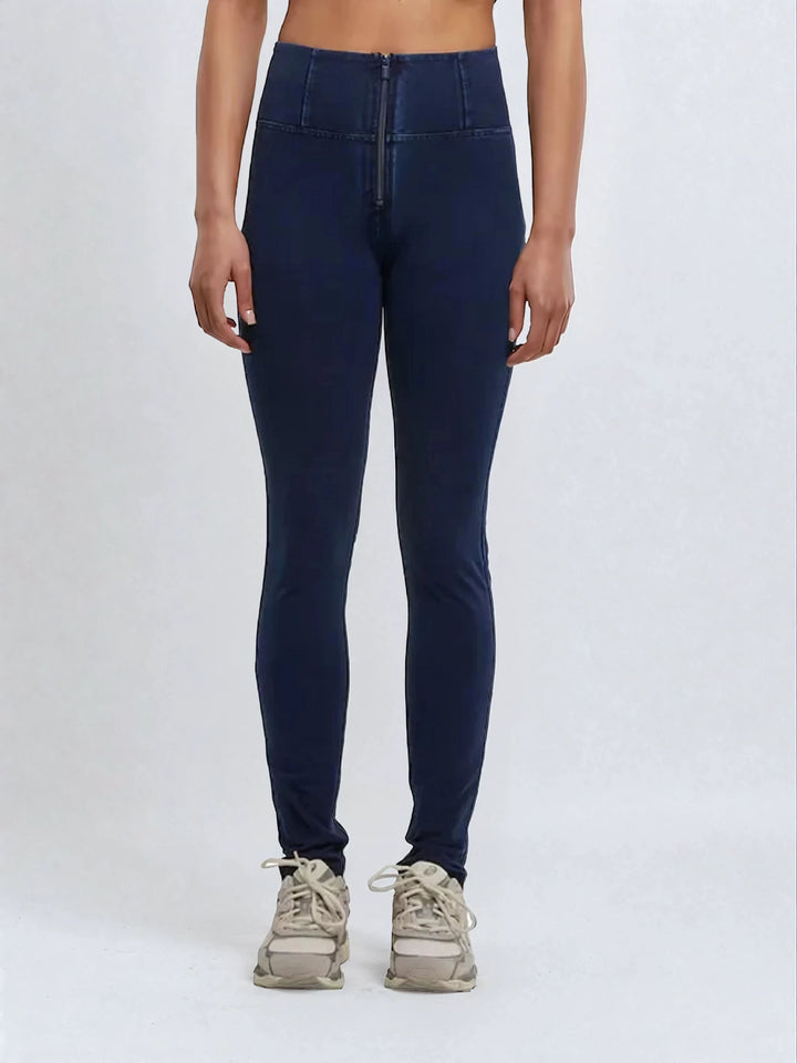 WRUP2HC002ORG-J0B Blauwe WR.UP® met Hoge Taille en Zip in Denim Look