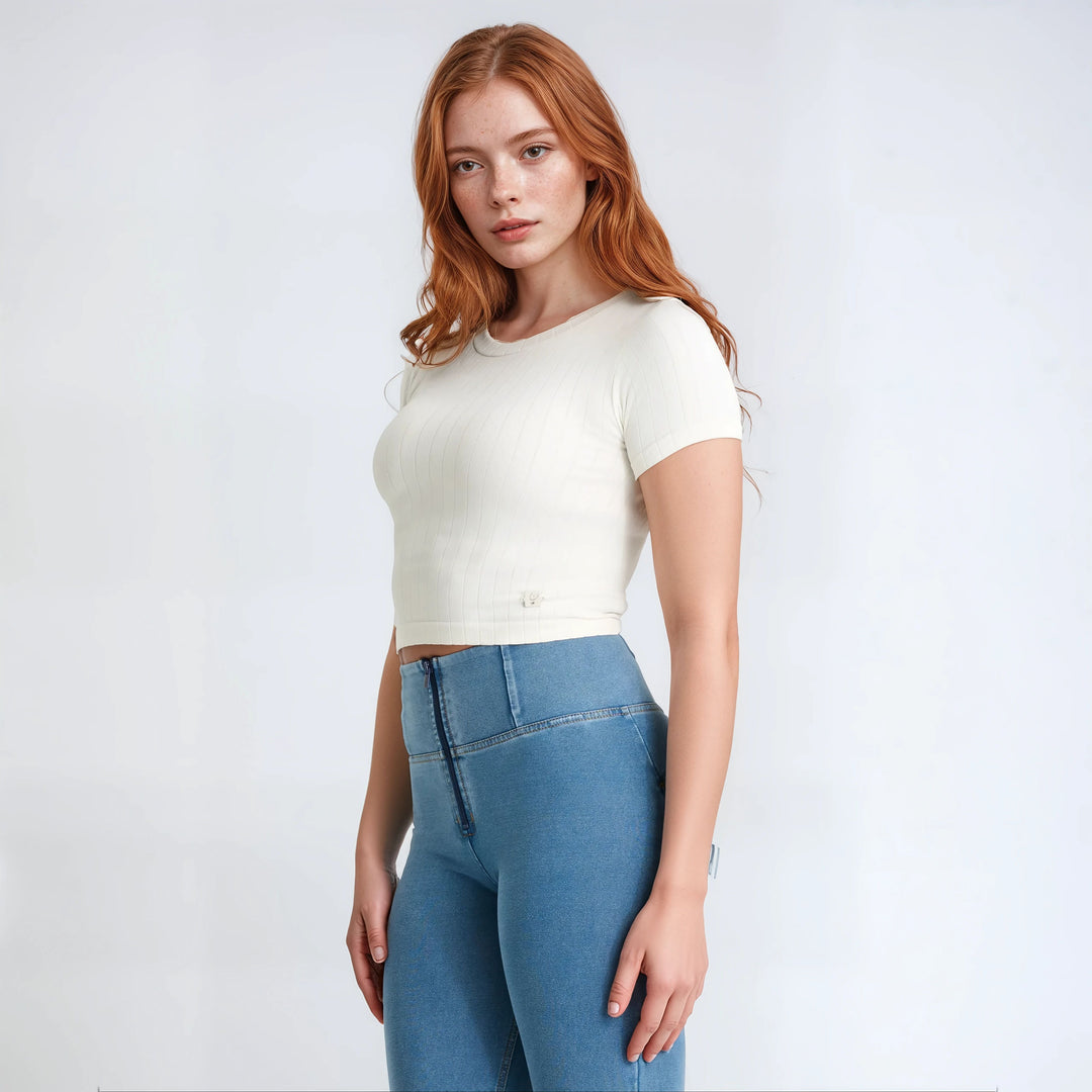 (WRUP2HC002ORG-J4Y) Denim look WR.UP® met Hoge Taille en Ritssluiting