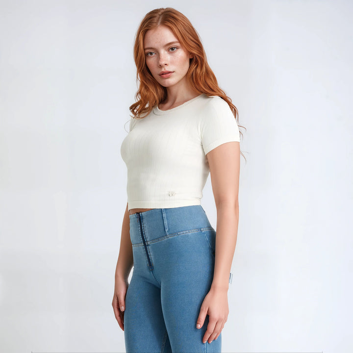 (WRUP2HC002ORG-J4Y) Denim look WR.UP® met Hoge Taille en Ritssluiting