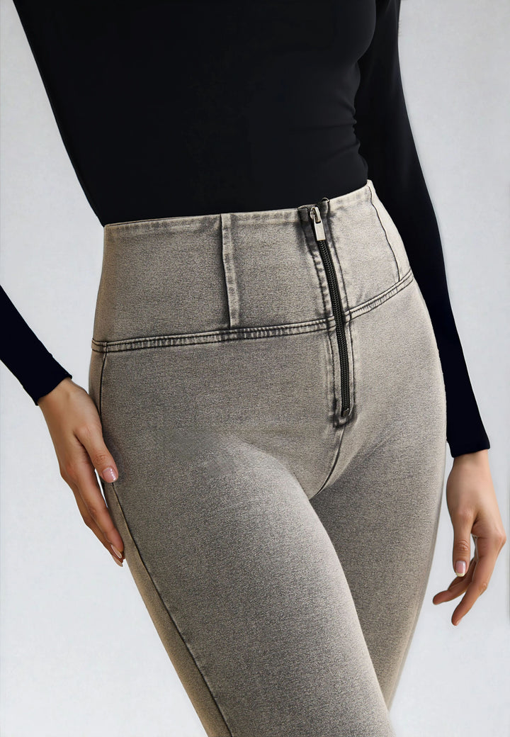 (WRUP2HC002ORG-J3N) Grijze WR.UP® met Hoge Taille en Zip in Denim Look