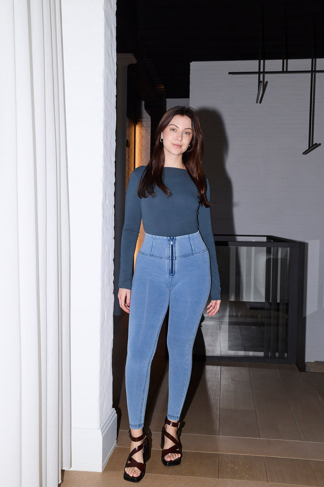 (WRUP2HC002ORG-J4Y) Denim look WR.UP® met Hoge Taille en Ritssluiting