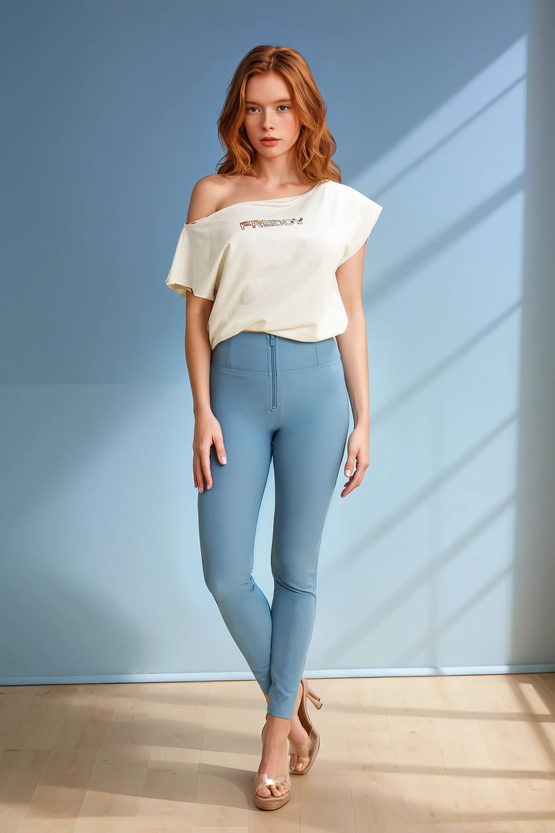 (WRUP2HC006PREC-C65) Leather Look WR.UP® met Hoge Taille en Rits Sluiting