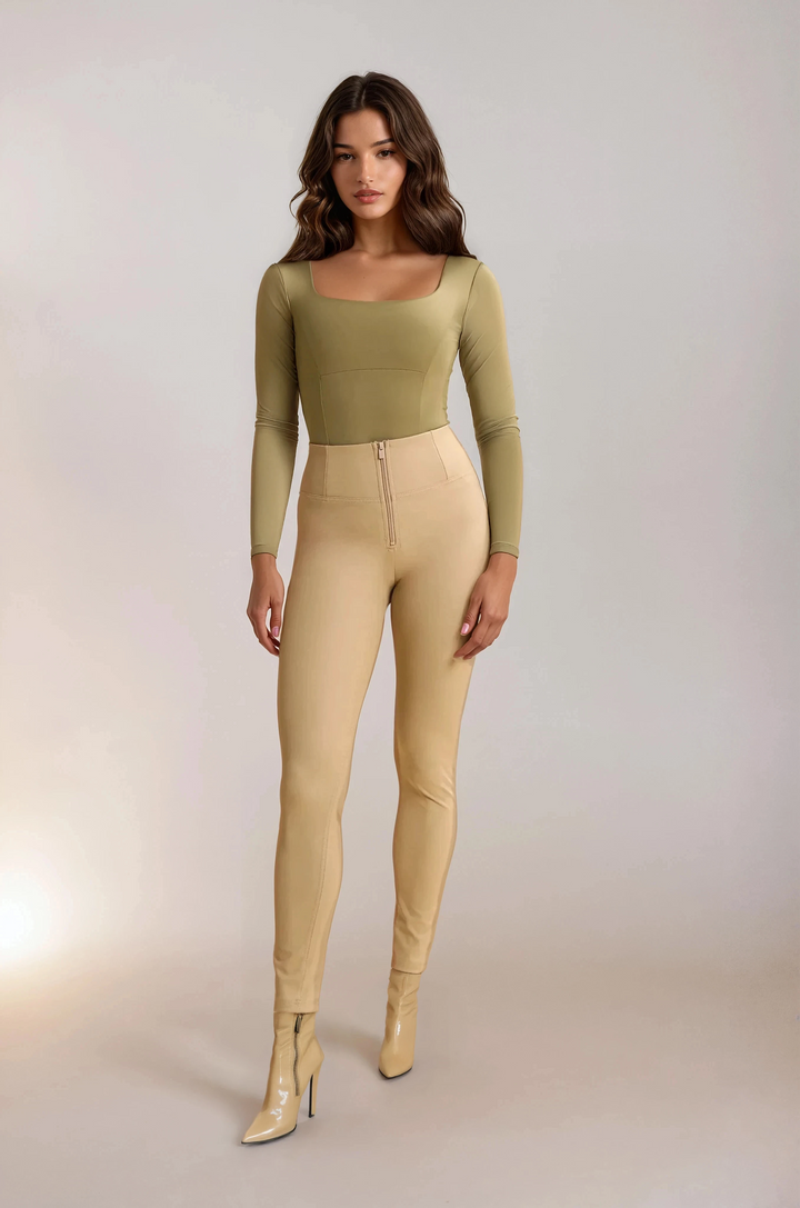 (WRUP2HC006PREC-Z80) Leather Look WR.UP® met Hoge Taille en Rits Sluiting