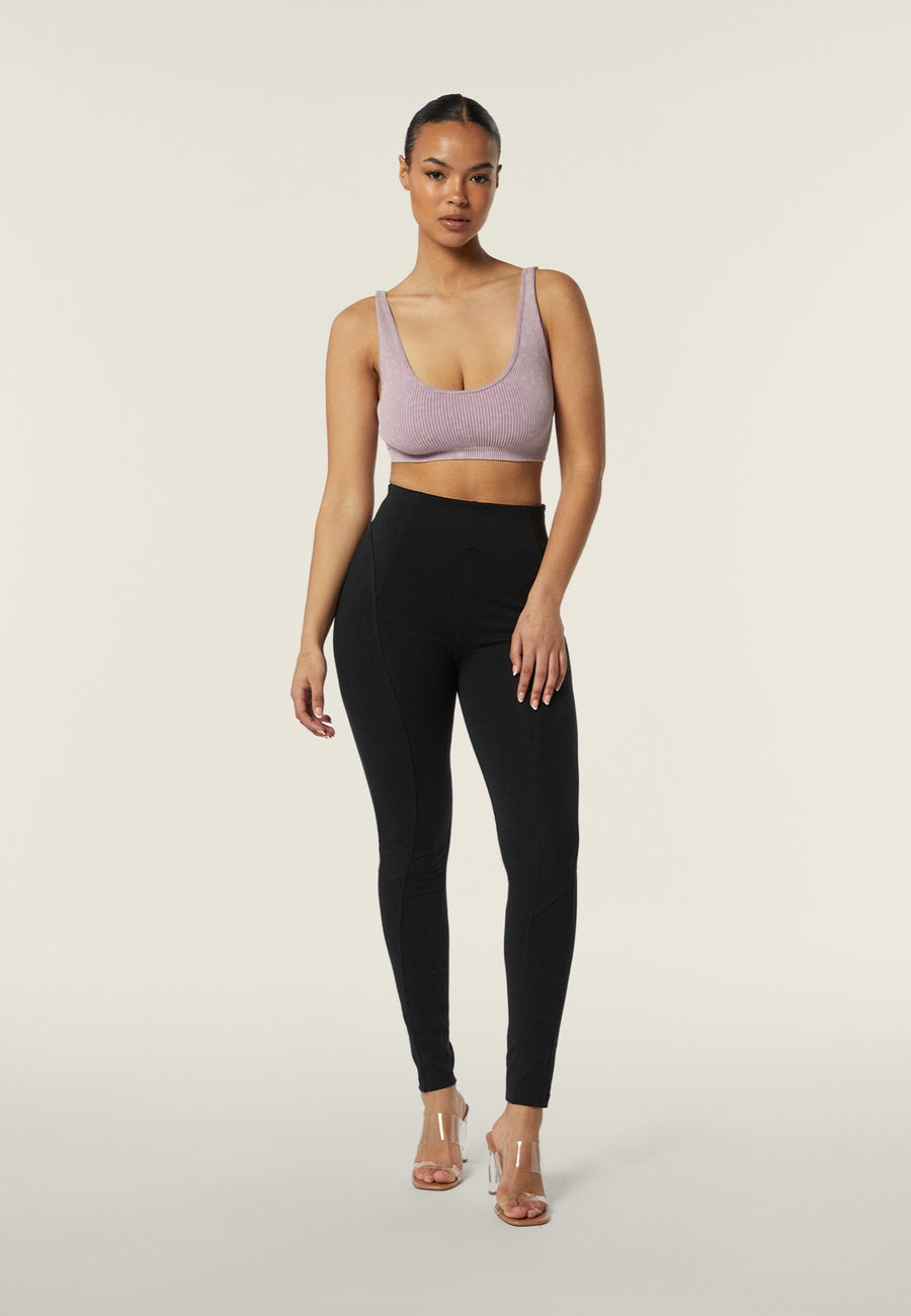 High Waist Cotton WR.UP® with Leg Details en Rits in de Zijde
