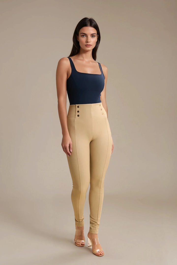 (WRUP2SHS2549-Z80) Faux Leather WR.UP® High Waist met Gouden Buttons