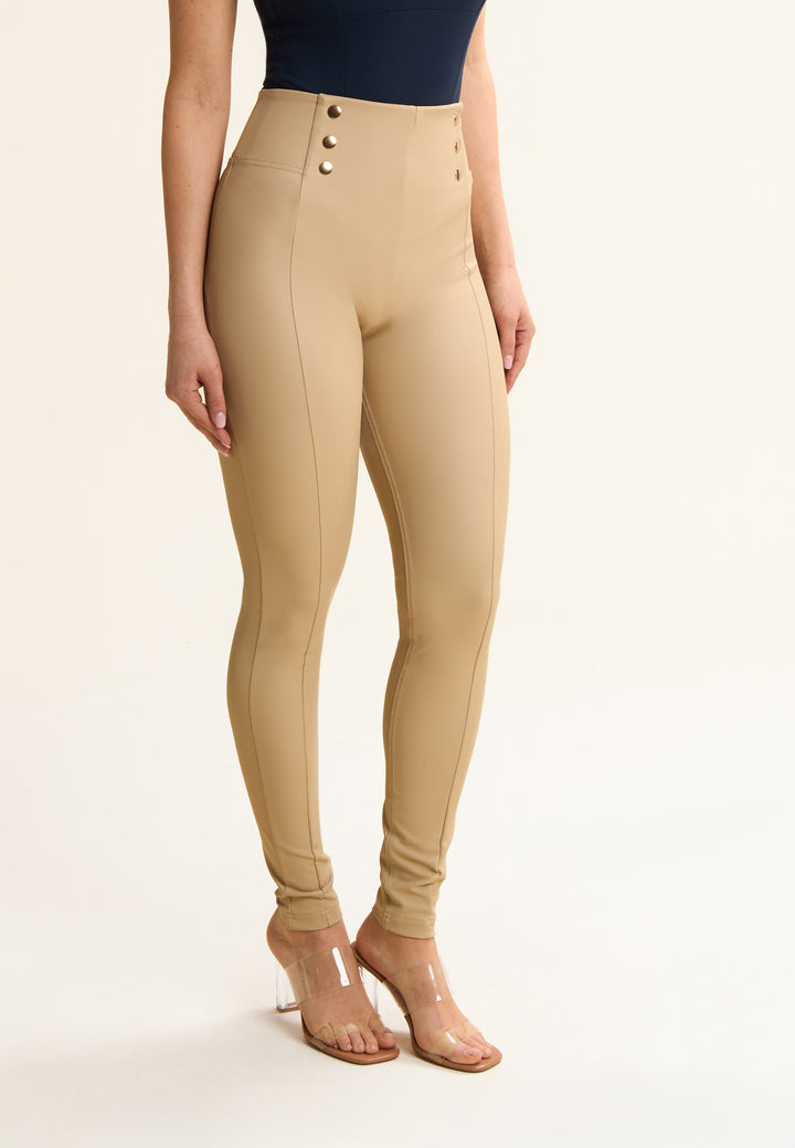 (WRUP2SHS2549-Z80) Faux Leather WR.UP® High Waist met Gouden Buttons