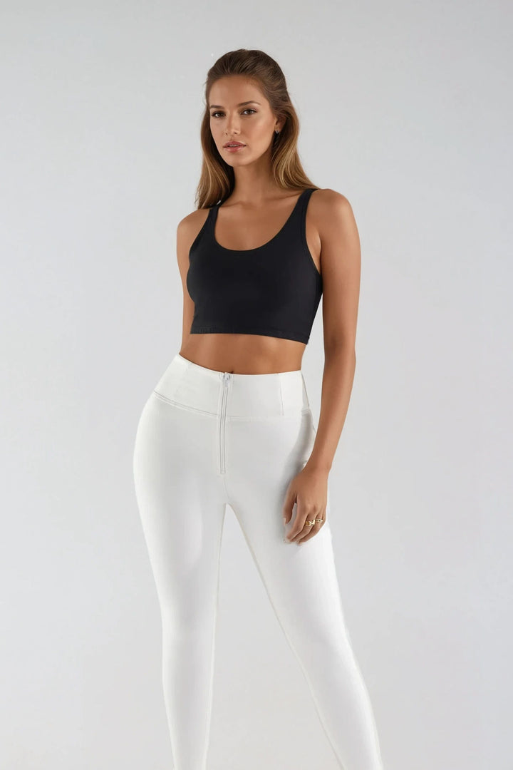 (WRUP1HC006PNS-W) Curvy Leather Look WR.UP® met Hoge Taille en Rits Sluiting