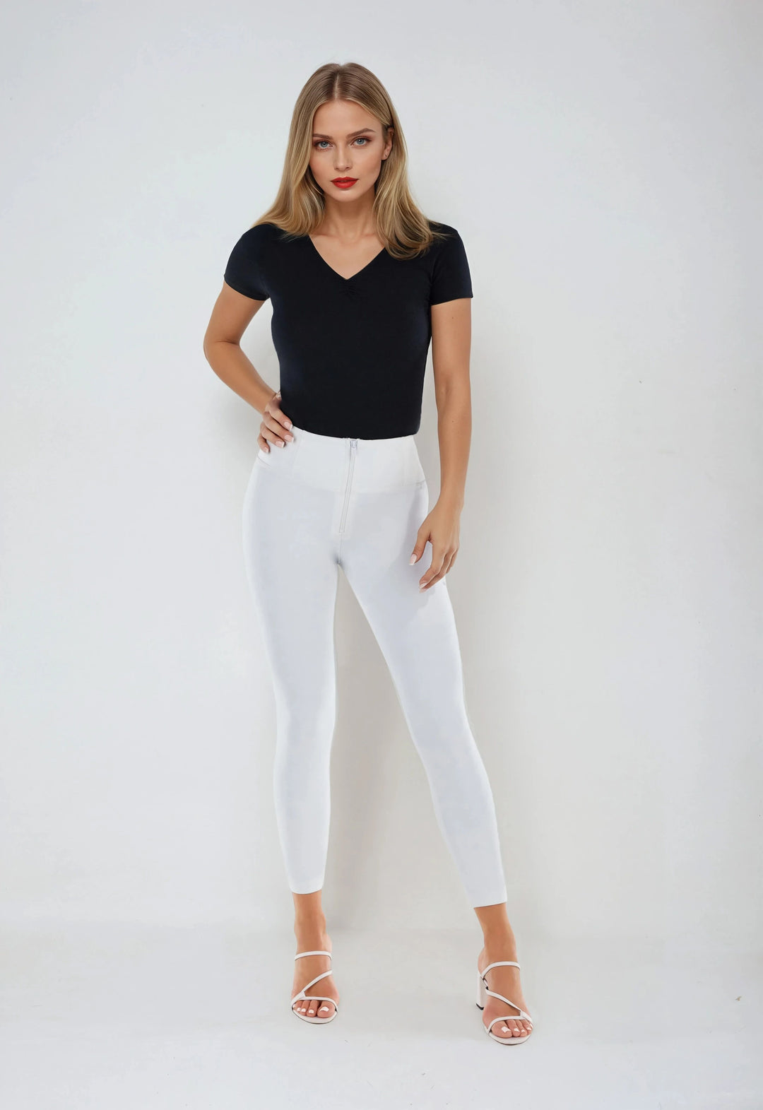 (WRUP4HC006PREC-W) Leather Look WR.UP® met Hoge Taille in Enkel Lengte