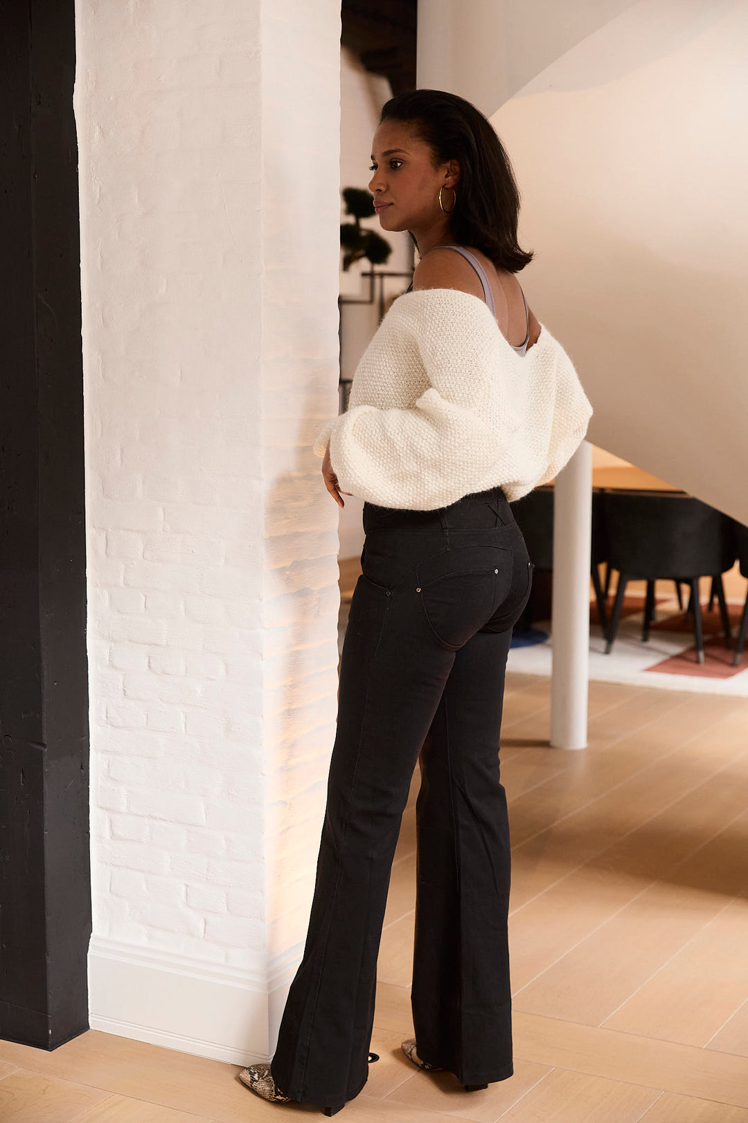 (WRUPSNUG29SHF324-N) Woven Denim Flared WR.UP® Jeans met Hoge Taille