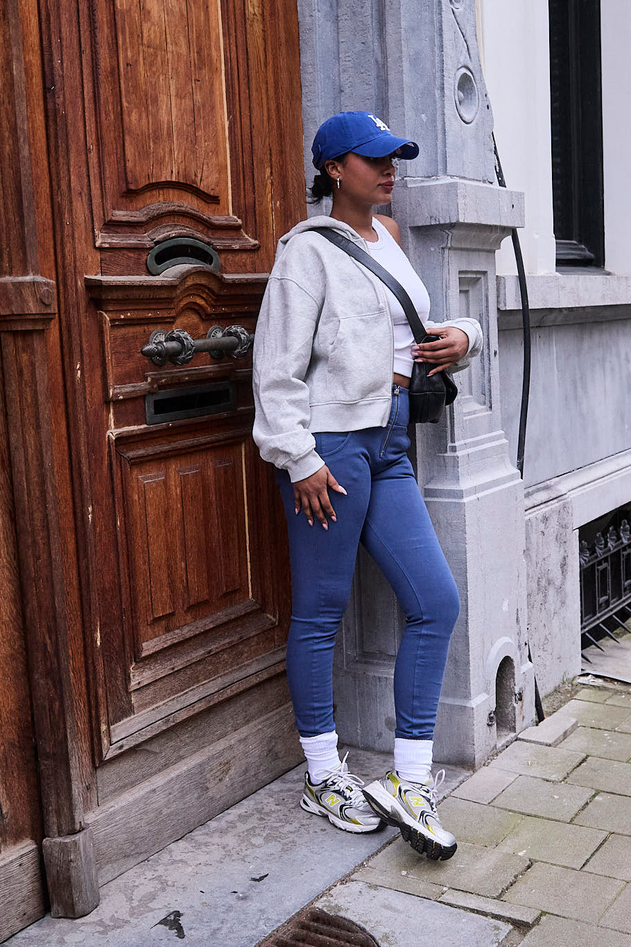 (WRUPSNUG2BHC017-B57) Blauwe WR.UP High Waist met Knoopsluiting in Woven Denim