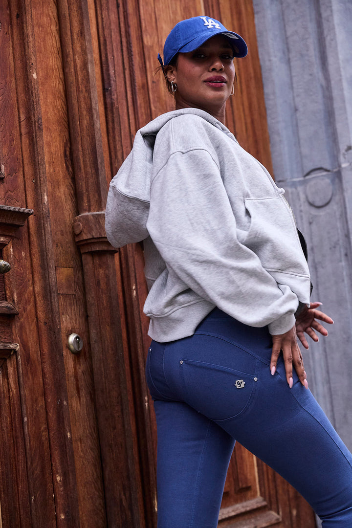 (WRUPSNUG2BHC017-B57) Blauwe WR.UP High Waist met Knoopsluiting in Woven Denim