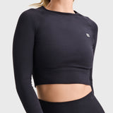 (F3WSFT3-N) Seamless Cropped Top with Long Sleeves