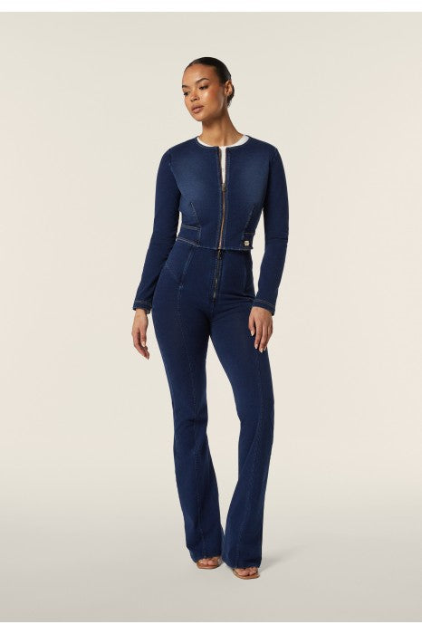 (F4WTWJ3-J0Z) Cropped WR.UP® Denim Look Jacket met Rits