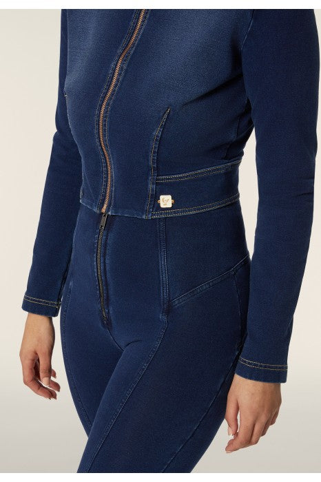 (F4WTWJ3-J0Z) Cropped WR.UP® Denim Look Jacket met Rits