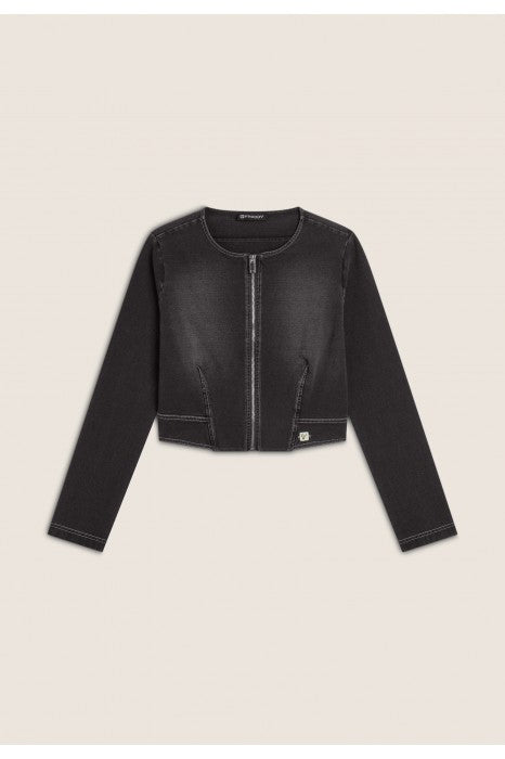 spijker jasje, denim jacket., black zwart, spijkerstof, denimlook