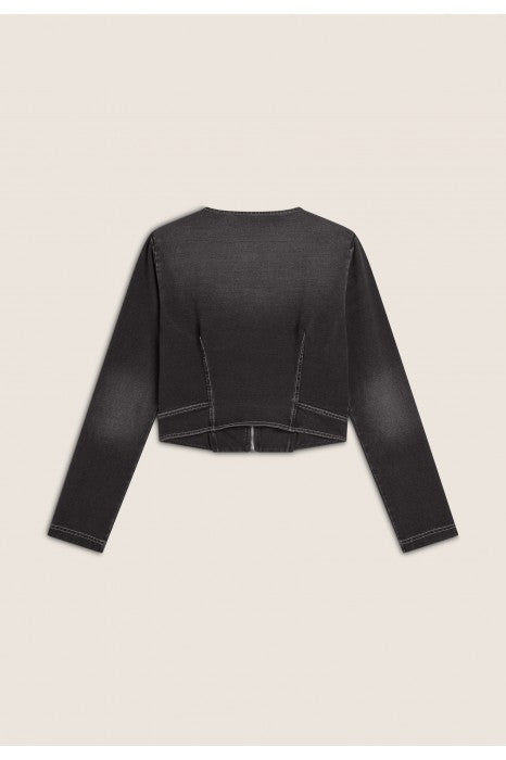 (F4WTWJ3-J125N) Cropped WR.UP® Denim Look Jacket met Rits