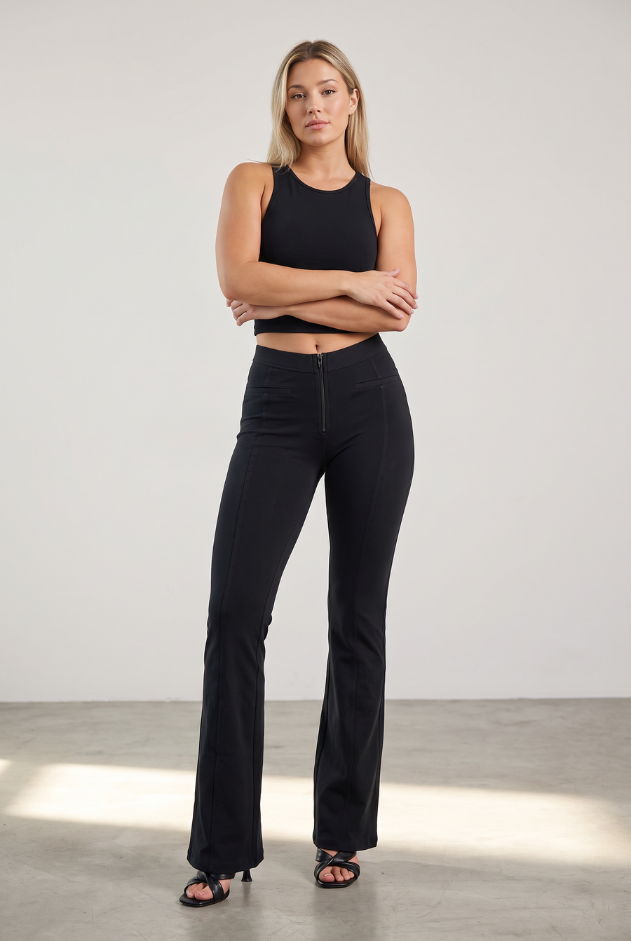 Organic Cotton Heavy Jersey stretch Flare Fit Black pant