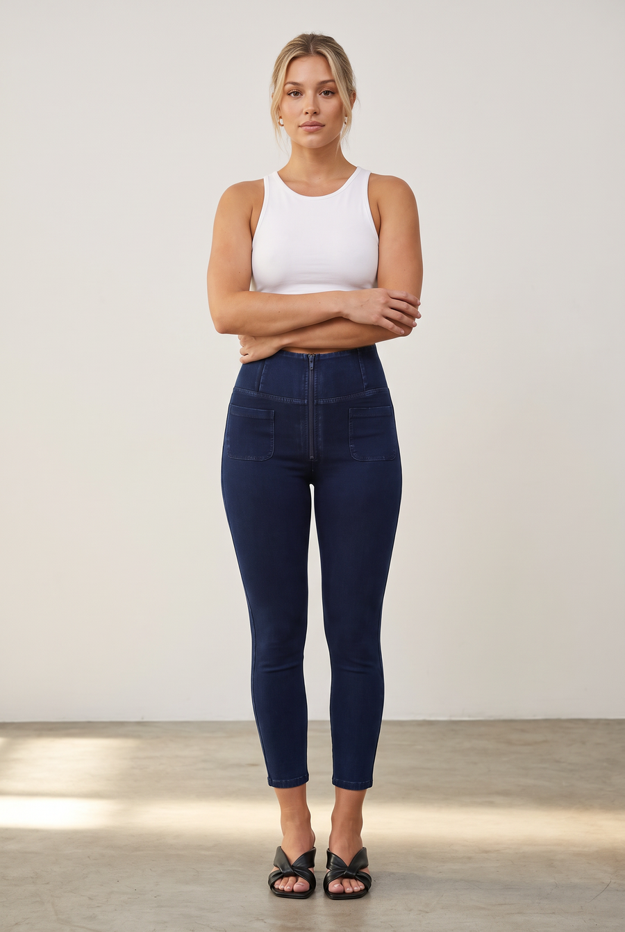 Jeggings With Super High Waist And Patch Pockets
