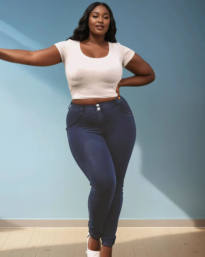 (WRUP1RC002NS-J0B) Blauwe WR.UP®Curvy Fit Regular Waist in Denim Look