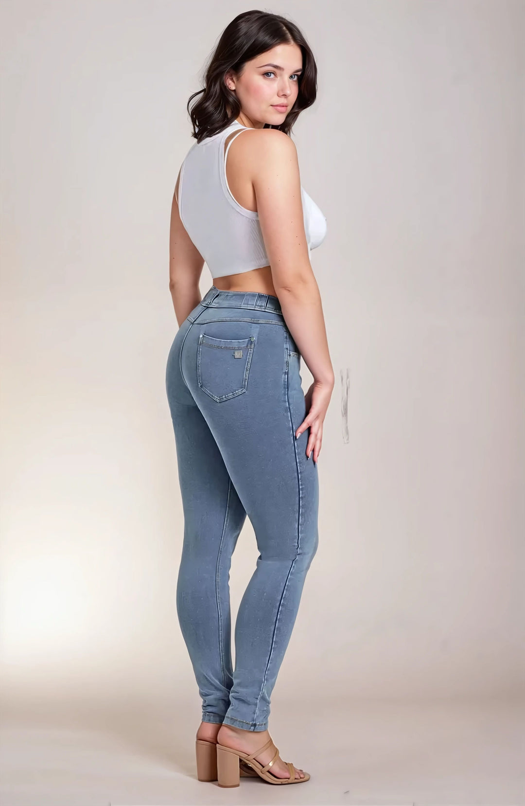 (NOW1MC002ORG-J4Y) N.O.W.® Mid Waist Jeans met Knoopsluiting