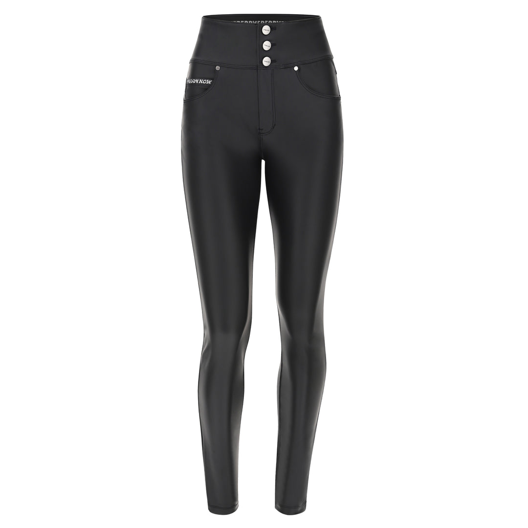 (NOW1HC006PREC-N)  Skinny N.O.W.® broek in Faux Leather uitvoering met Hoge Taille