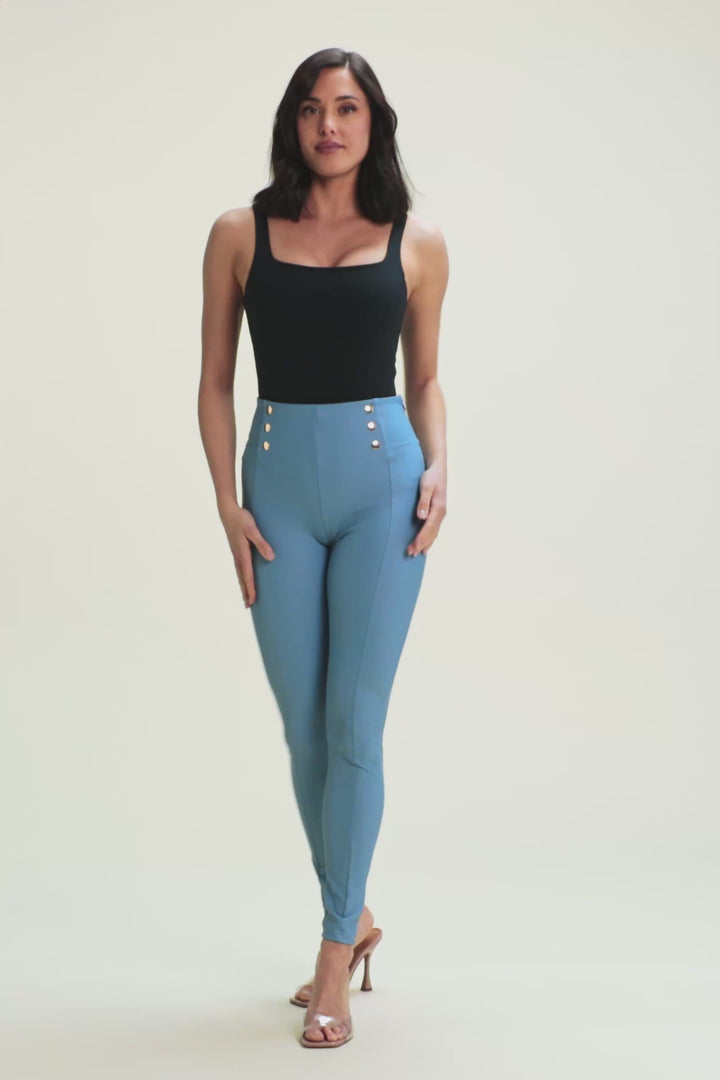 (WRUP2SHS2549-C65) Faux Leather WR.UP® High Waist met Gouden Buttons