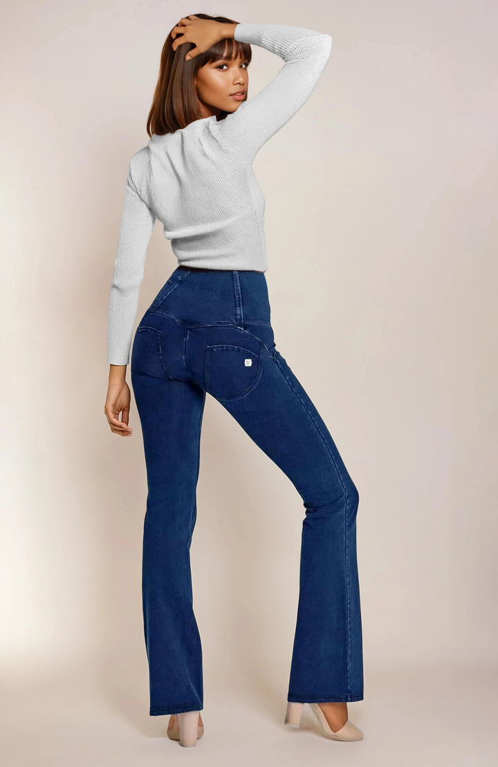 (WRUP11BHC002ORG-J0B) Blauwe WR.UP® Flared Jeans met een Hoge Taille en Knoopsluiting
