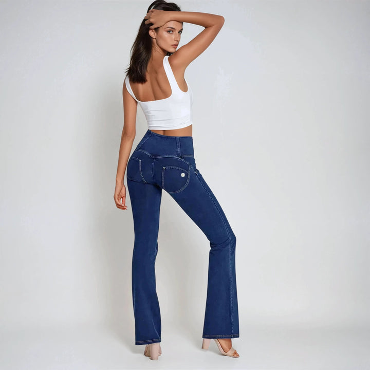 (WRUP11BHC002ORG-J0Y)  Blauwe WR.UP® Flared Jeans met een Hoge Taille en Knoopsluiting