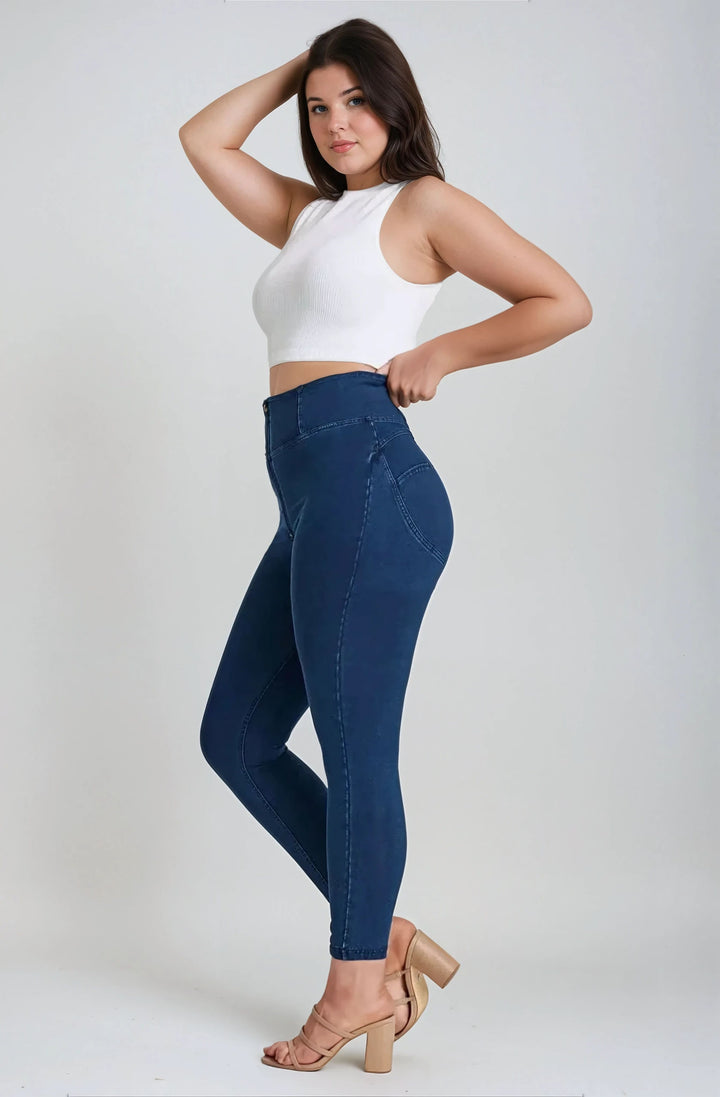 (WRUP1HC002NS-J0B) Blauwe Curvy WR.UP® Push Up Jeans met een Hoge Taille en Zip