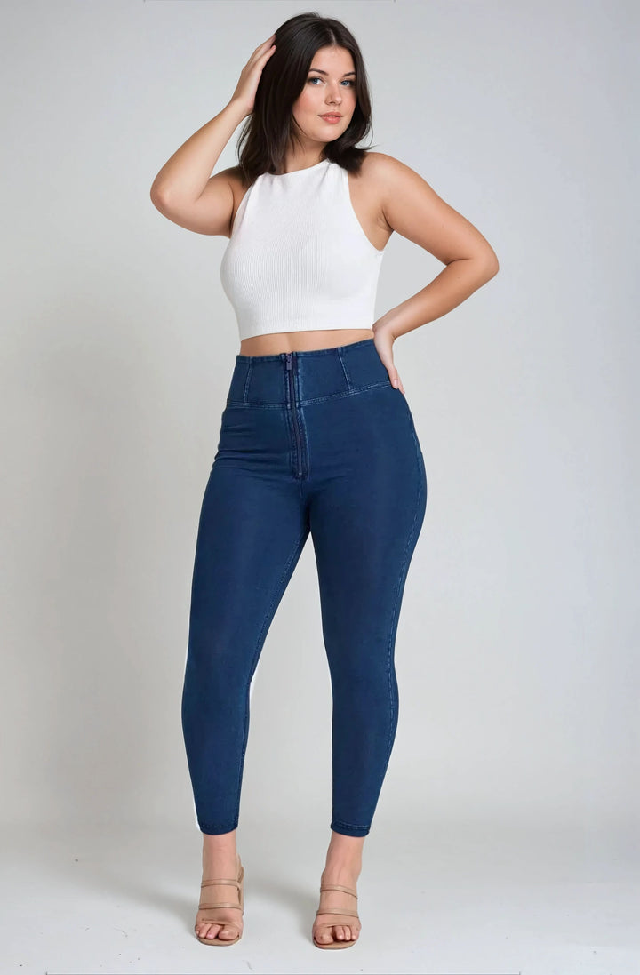 (WRUP1HC002NS-J0B) Blauwe Curvy WR.UP® Push Up Jeans met een Hoge Taille en Zip