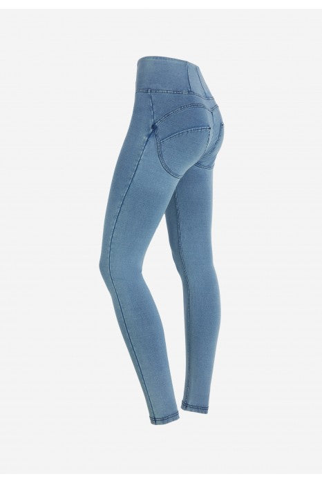 (WRUP2HC002ORG-J107B) Blauwe WR.UP® met Hoge Taille en Zip in Denim Look
