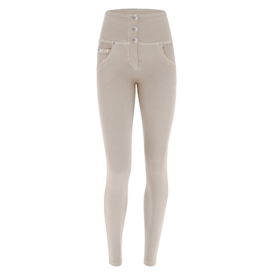 (WRUPSNUG2BHC017-I42) Off-White WR.UP High Waist met Knoopsluiting in Woven Denim