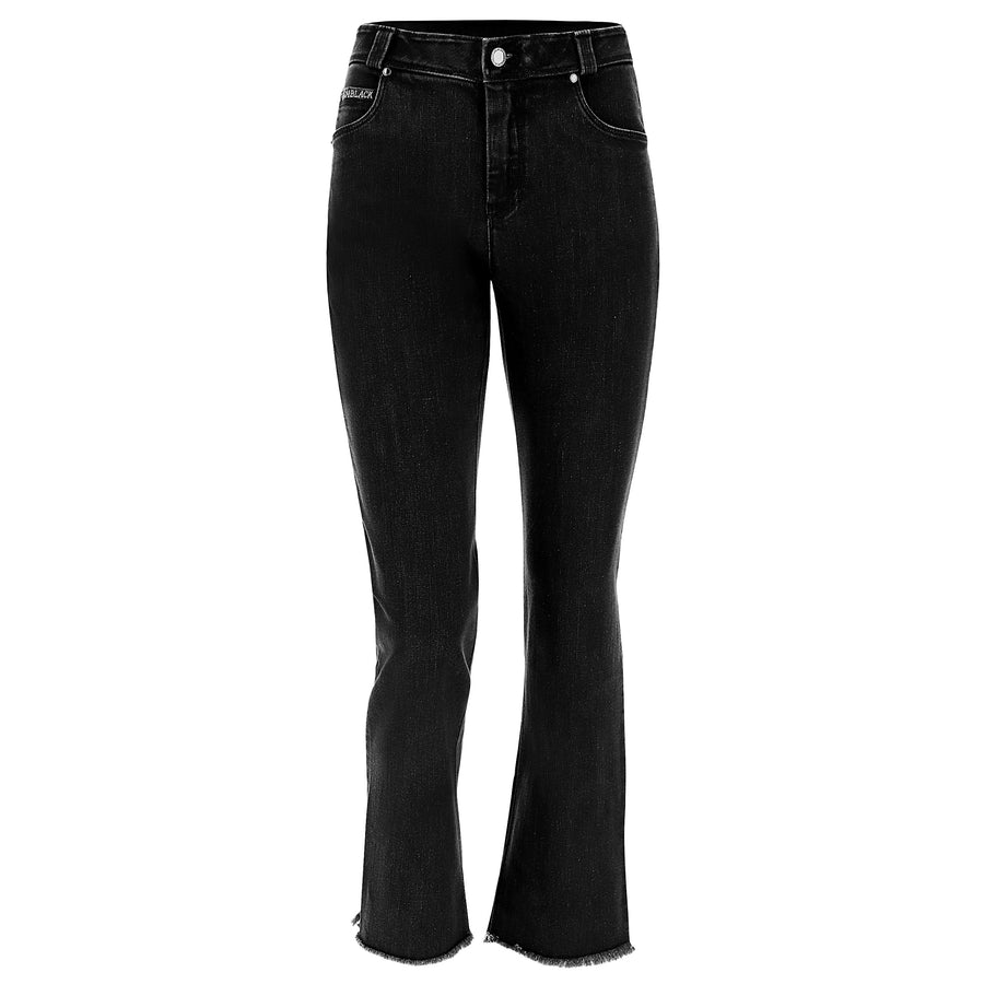 Denim FREDDY BLACK Jeans with a Cropped Flare Leg and Frayed Hem