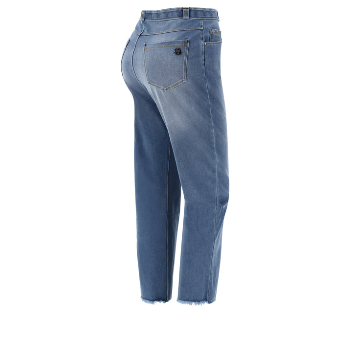 (BLACK14SHS208-J4Y) Freddy Mom Fit Jeans, Super High Waist And Wide Fringed Bottom