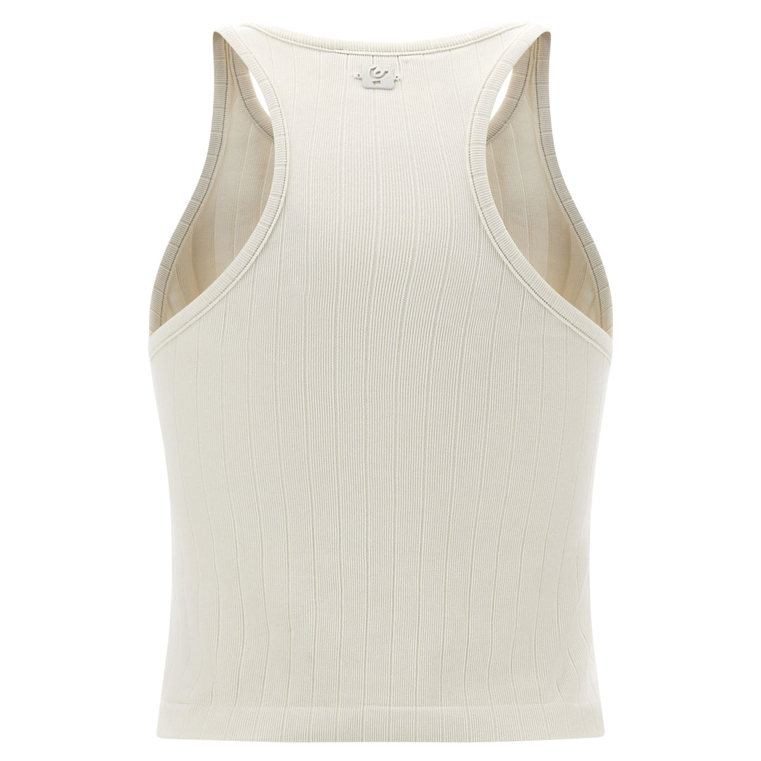 S3WDOK2-I38 Stoere Halter Top in Wit Rib Katoen