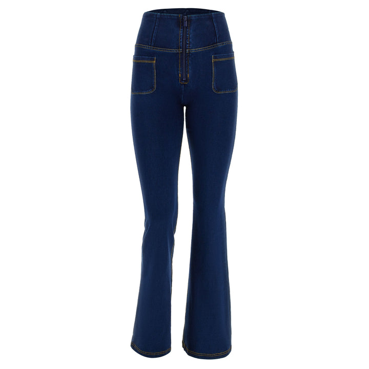 WRUP11HF250-J0Y Blauwe WR.UP® Flared Jeans met een Hoge Taille en Patch Pockets