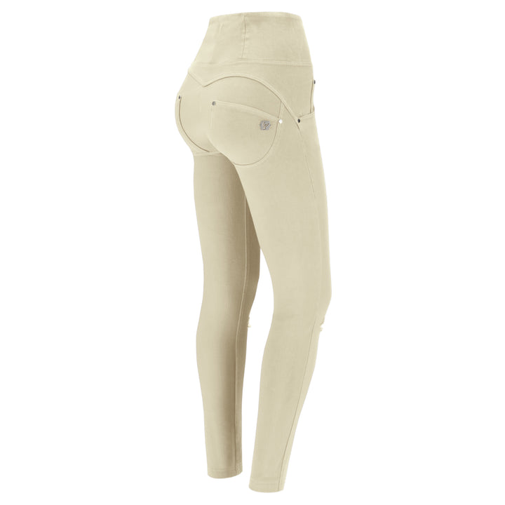 (WRUPSNUG1HS249-Z106) WR.UP® Ripped, Superskinny Beige Trousers With High Waist