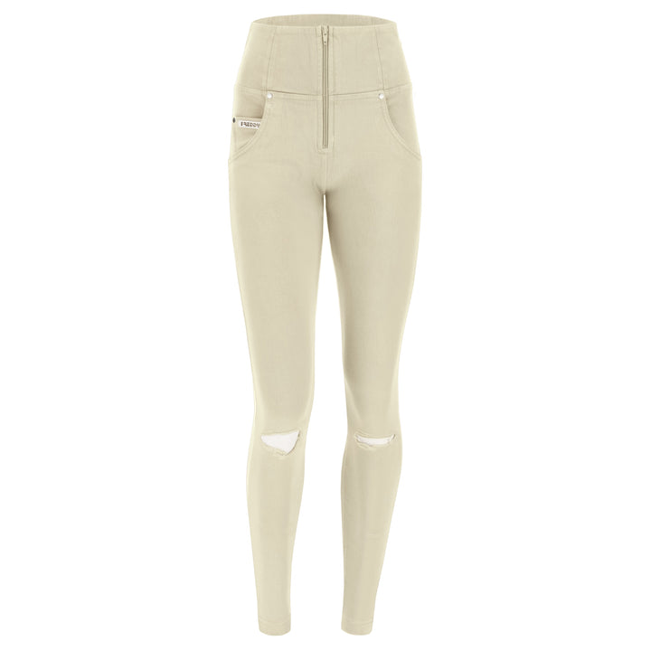 (WRUPSNUG1HS249-Z106) WR.UP® Ripped, Superskinny Beige Trousers With High Waist