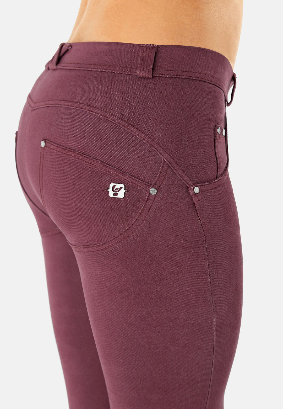 woven denim jeans regular waist fitting freddy push up shaping shapewear broek pants spijkerbroek paars