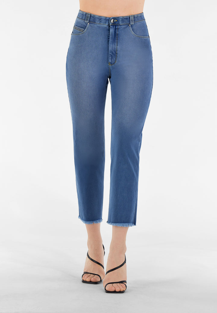 (BLACK14SHS208-J4Y) Freddy Mom Fit Jeans, Super High Waist And Wide Fringed Bottom