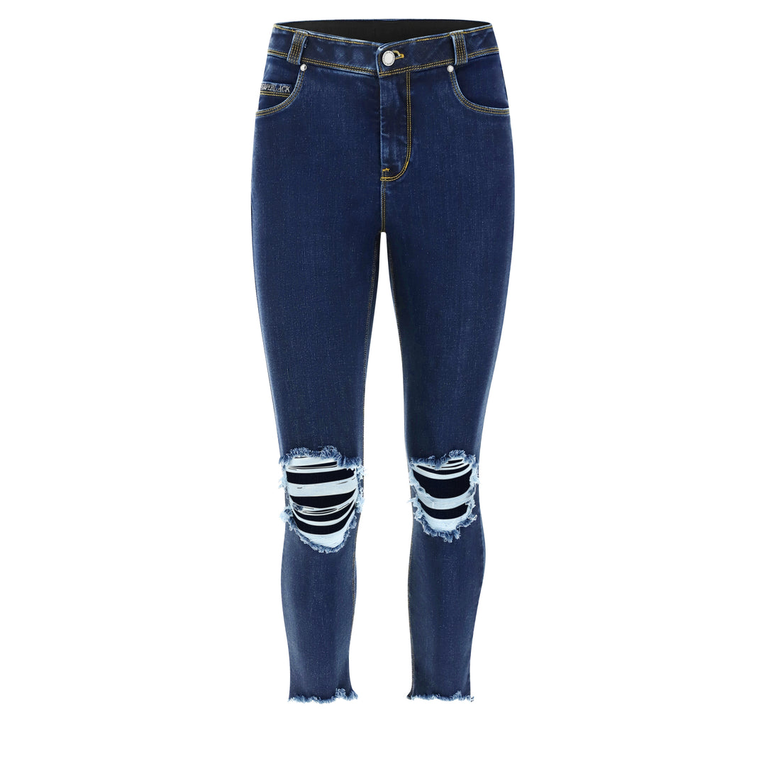 (BLACK5RS203-J0Y) Freddy Black 7/8 Skinny Jeans, Ripped At The Knees