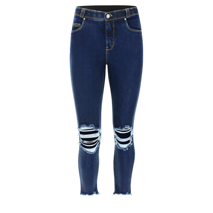 (BLACK5RS203-J0Y) Freddy Black 7/8 Skinny Jeans, Ripped At The Knees