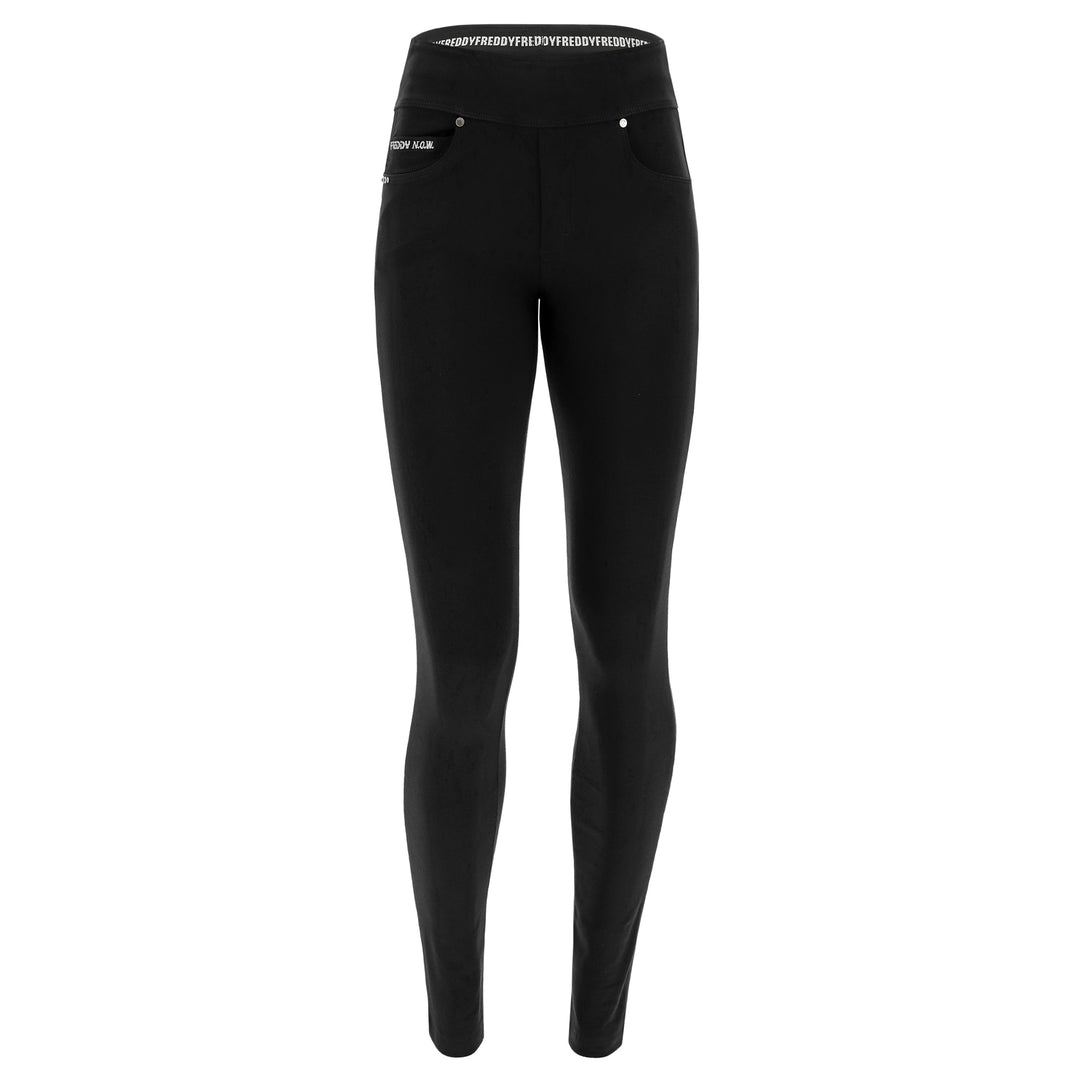 (NOWY1MC001ORG-N) SLIM-FIT N.O.W.® COTTON BLACK PANTS WITH A FOLDABLE WAIST